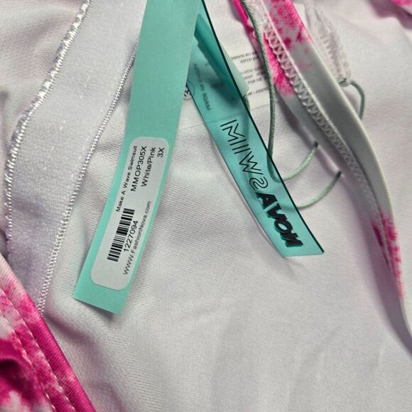 Tie-Dye Pink Ruffle One-Piece Swimsuit Womens 3XL Nova Swim NEW - Picture 5 of 5
